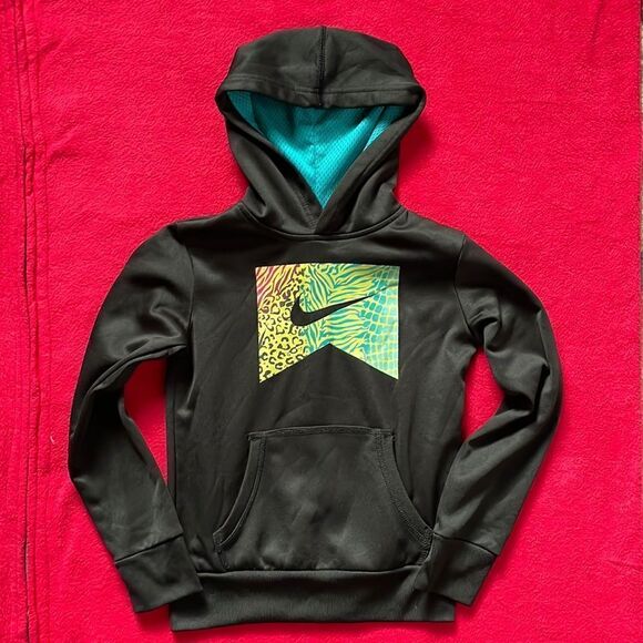 Nike Black Pullover Hoodie (Kid’s 8-10) With Multiple Designs on the Front - Picture 2 of 11